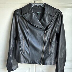 Vintage Siena Studio Black‎ Leather Moto Jacket Womens Large